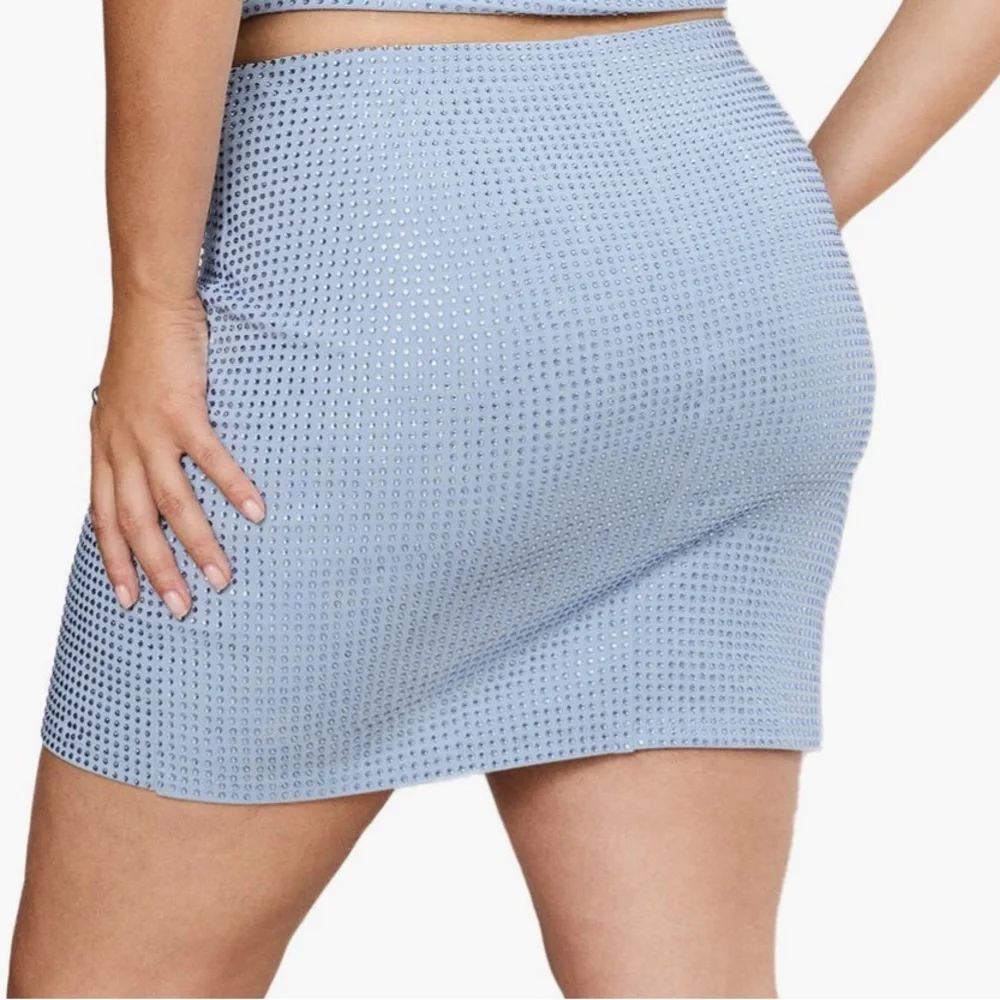 Good American Light Blue Stretch Mini Skirt NWT - Picture 2 of 5